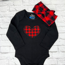 Load image into Gallery viewer, Plaid Love Heart Baby Bodysuit