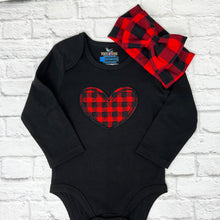 Load image into Gallery viewer, Plaid Love Heart Baby Bodysuit
