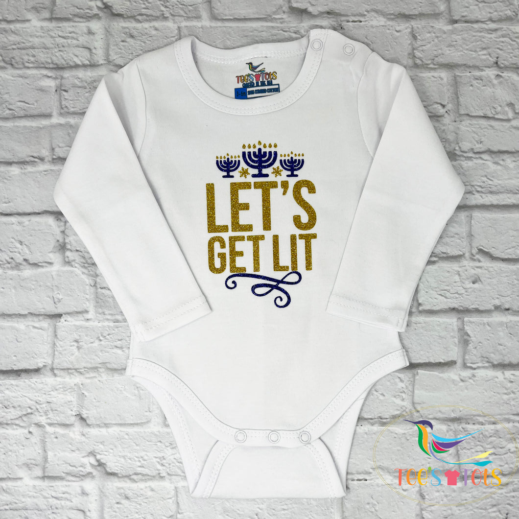 Let's Get Lit! Hanukkah Baby Bodysuit