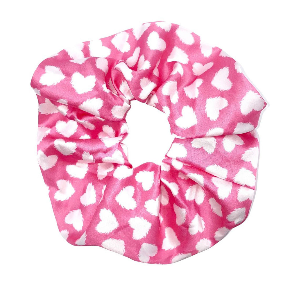 Pink Furry Hearts Scrunchie