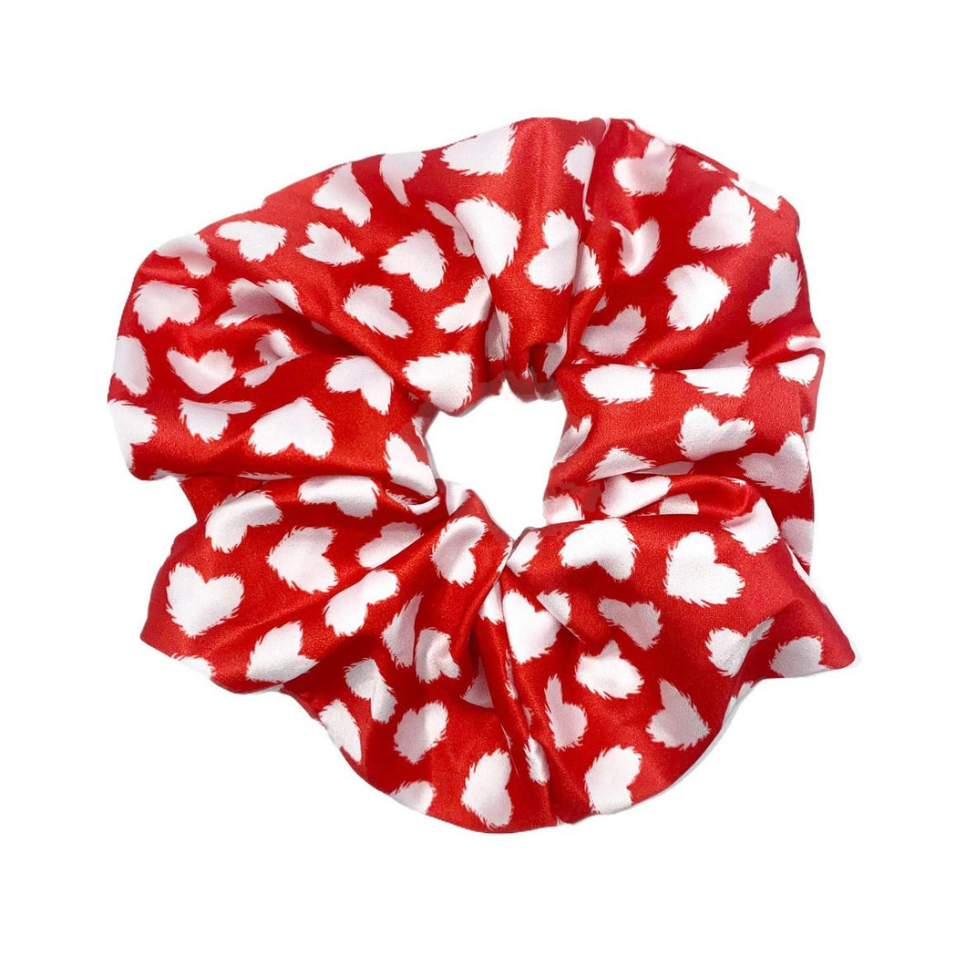 Red Furry Hearts Scrunchie