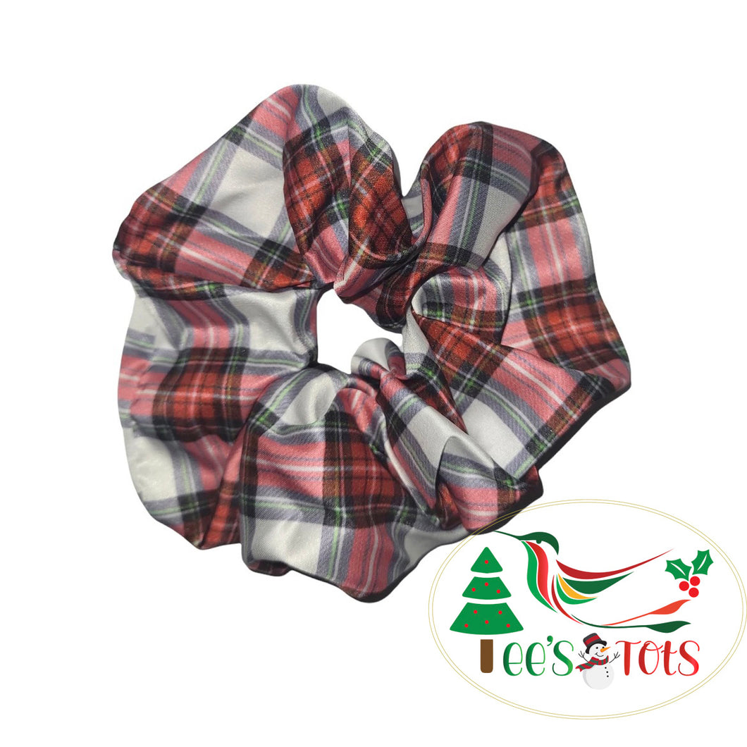 White Plaid Scrunchie